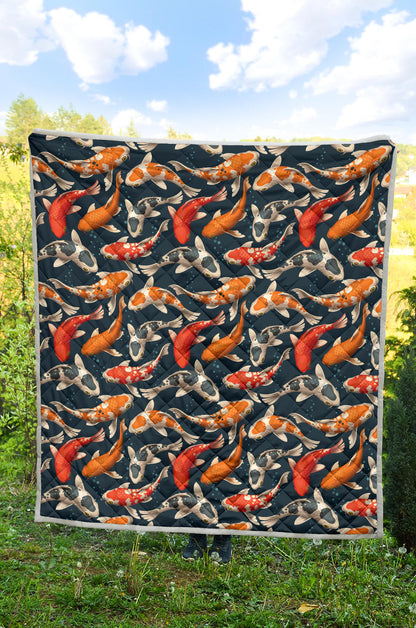 Koi Carp Cute Design Themed Print Quilt Bedspread