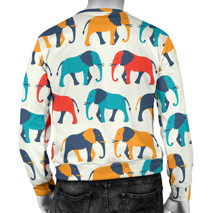 Elephant Colorful Print Pattern Men Long Sleeve Sweatshirt