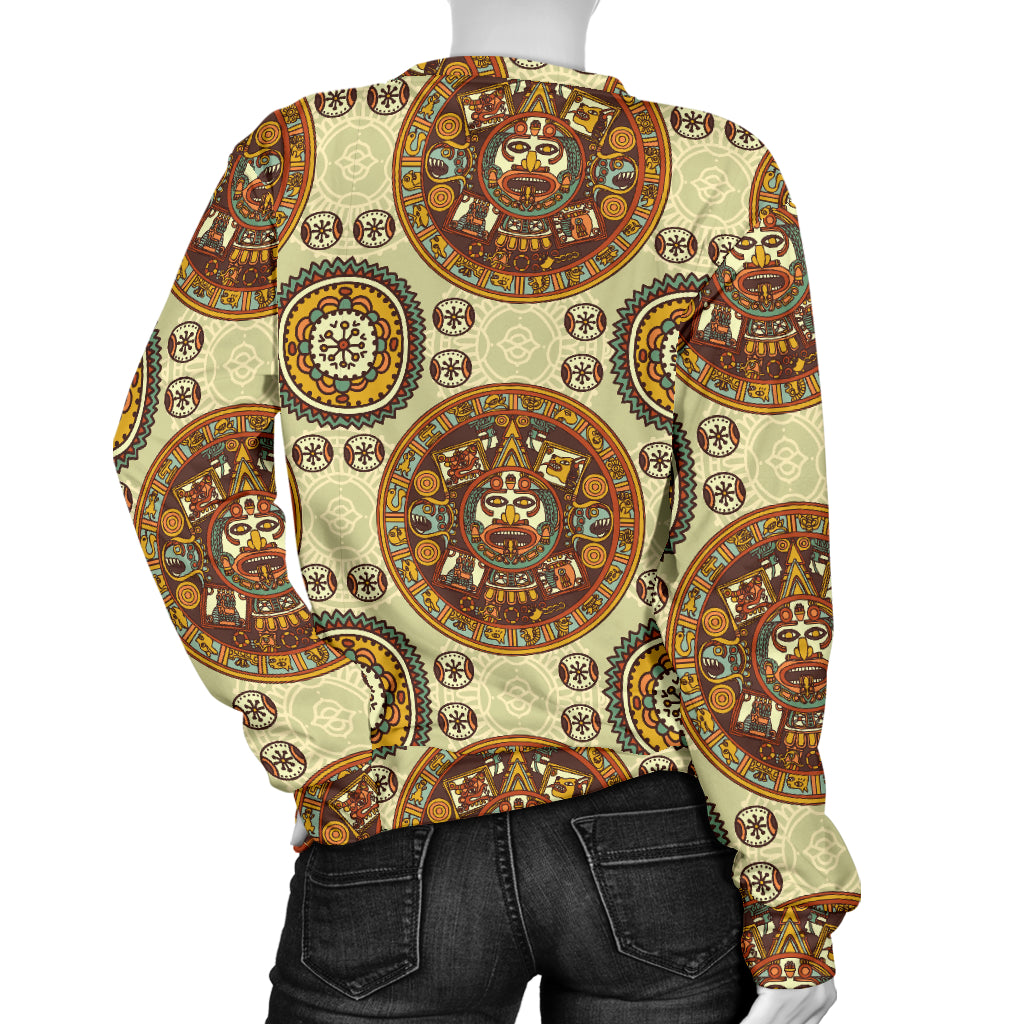 Calendar Aztec Themed Print Pattern Women Long Sleeve Sweatshirt
