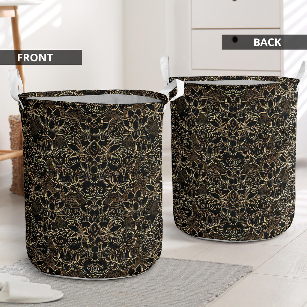 Lotus Gold Mandala Design Themed Laundry Basket