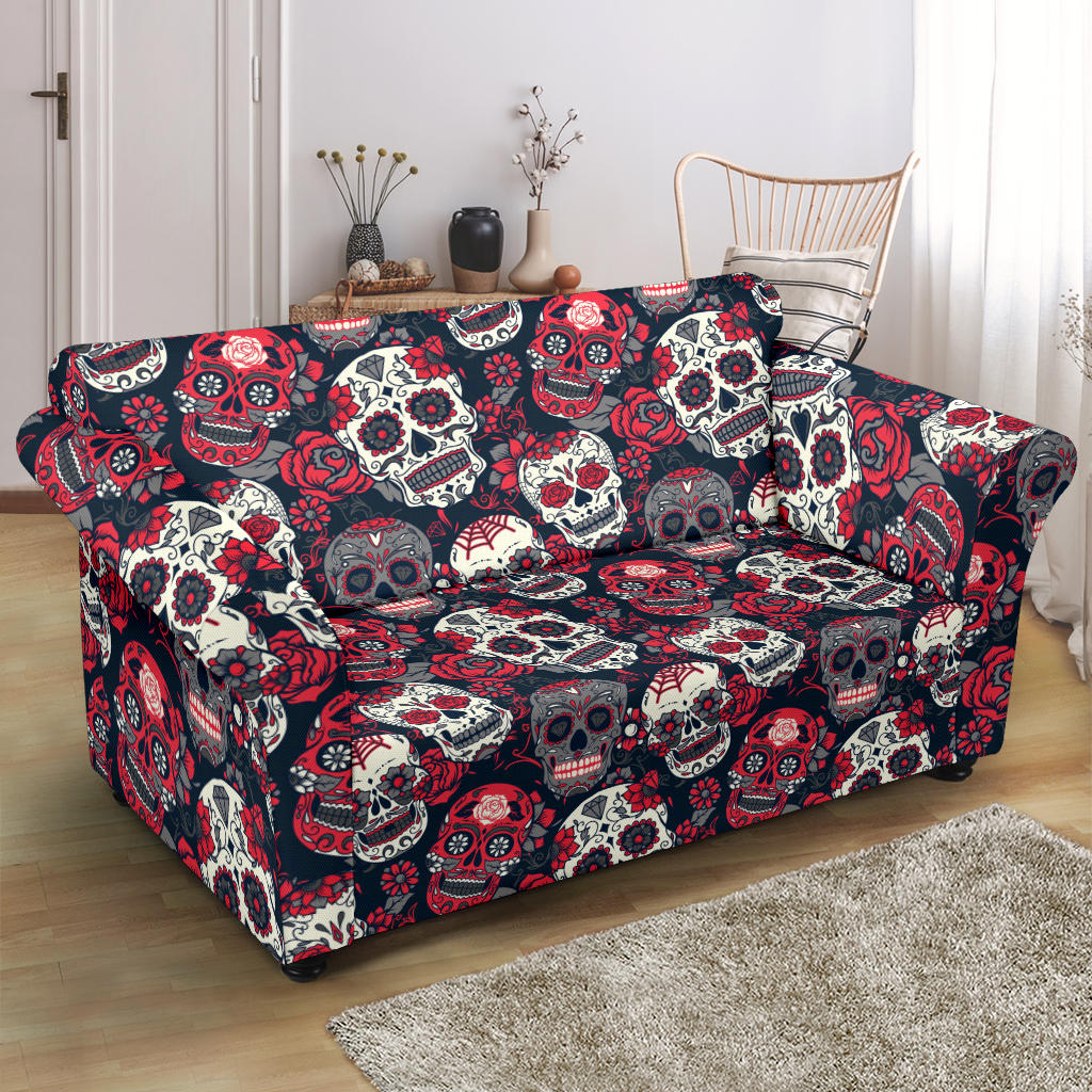 Sugar Skull Print Design LKS303 Loveseat Couch Slipcover