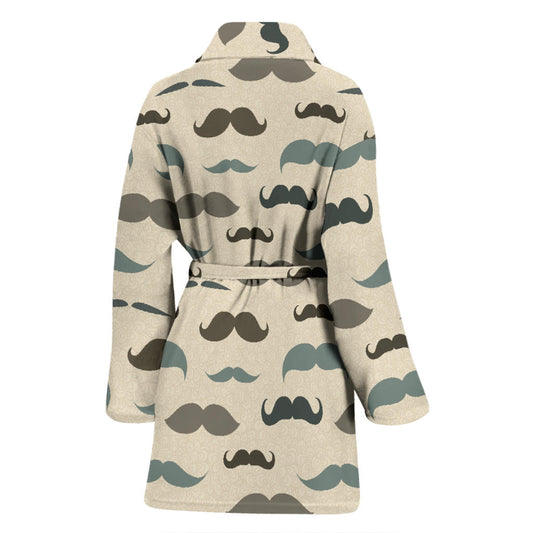 Mustache Pattern Print Design A01 Women Bathrobe