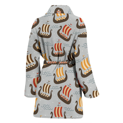 Vikings Print Design LKS308 Women Bathrobe