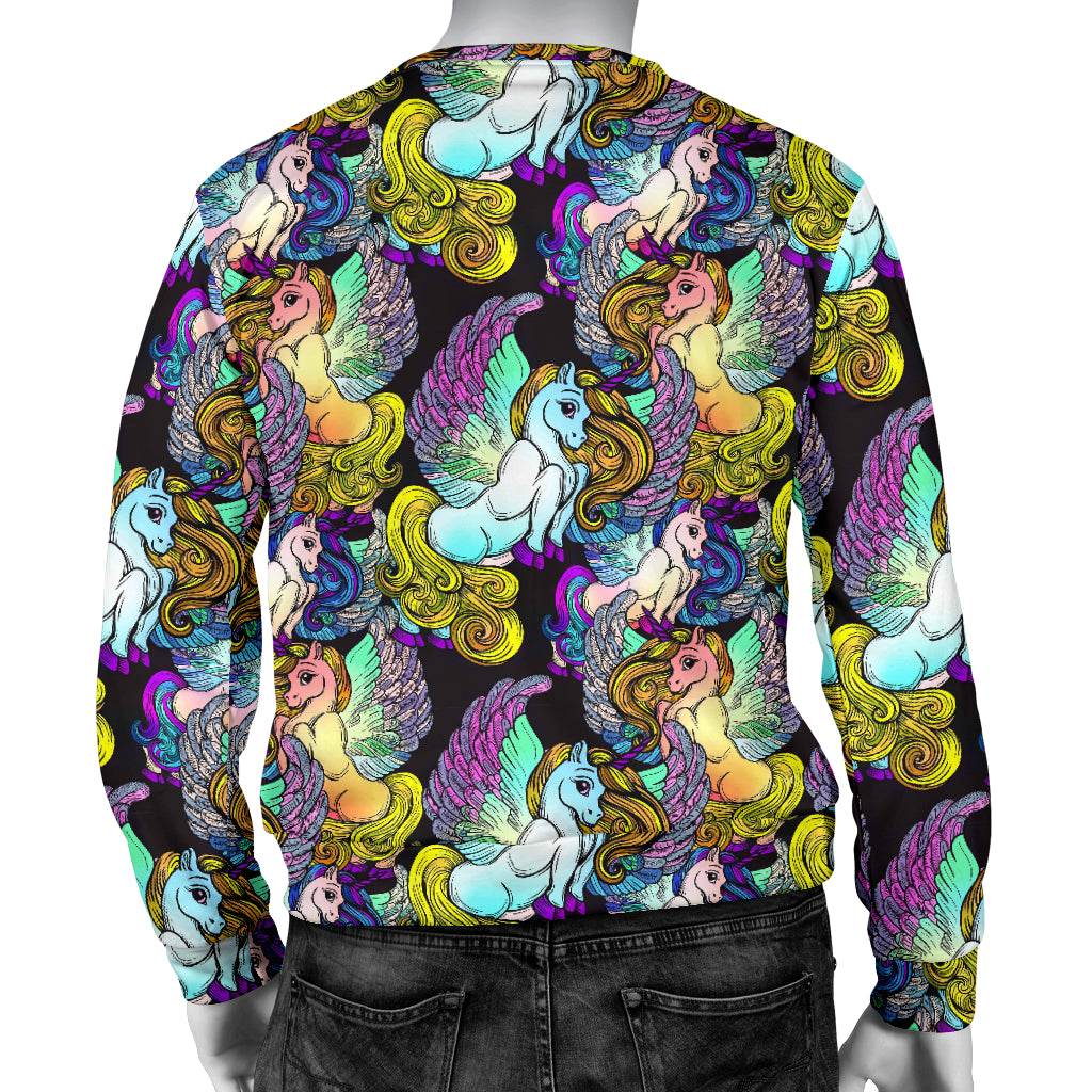 Unicorn With Wings Print Pattern Men Long Sleeve Sweatshirt