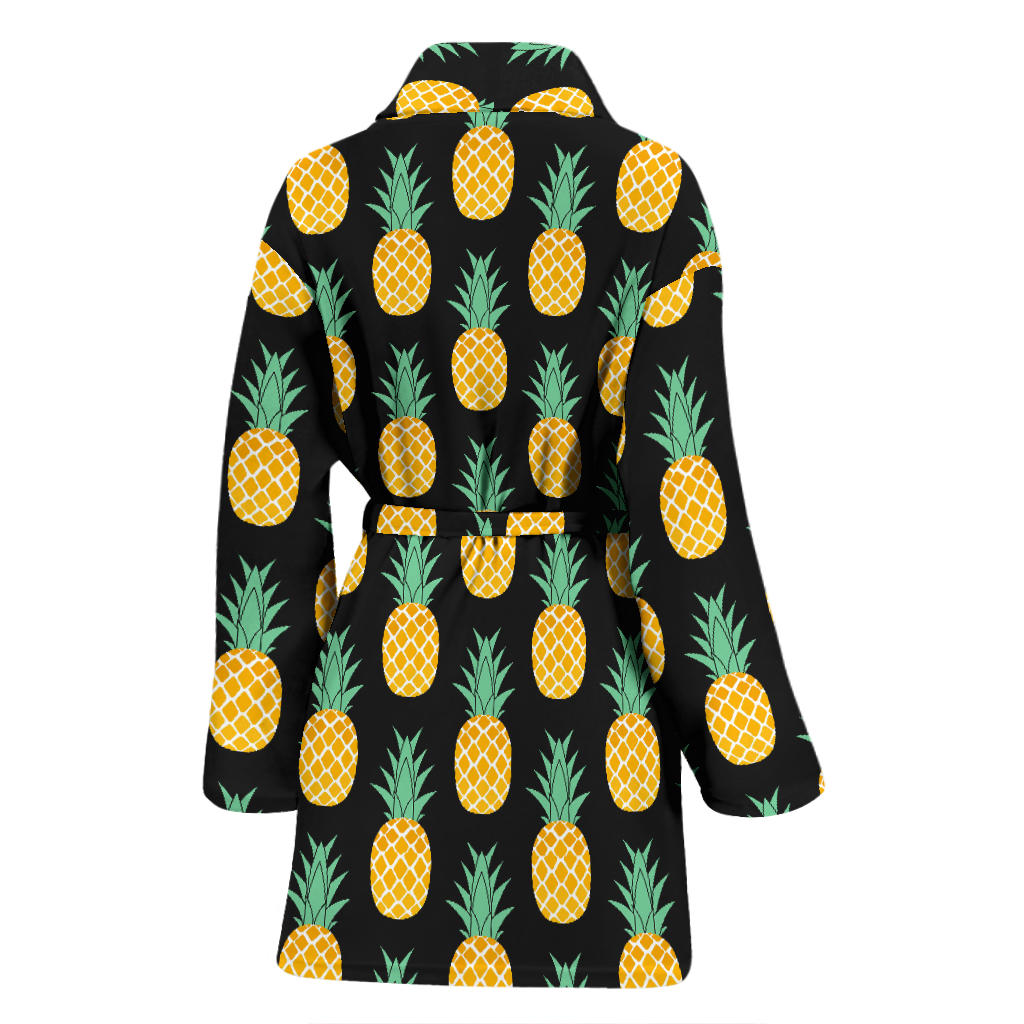 Pineapple Pattern Print Design A03 Women Bathrobe