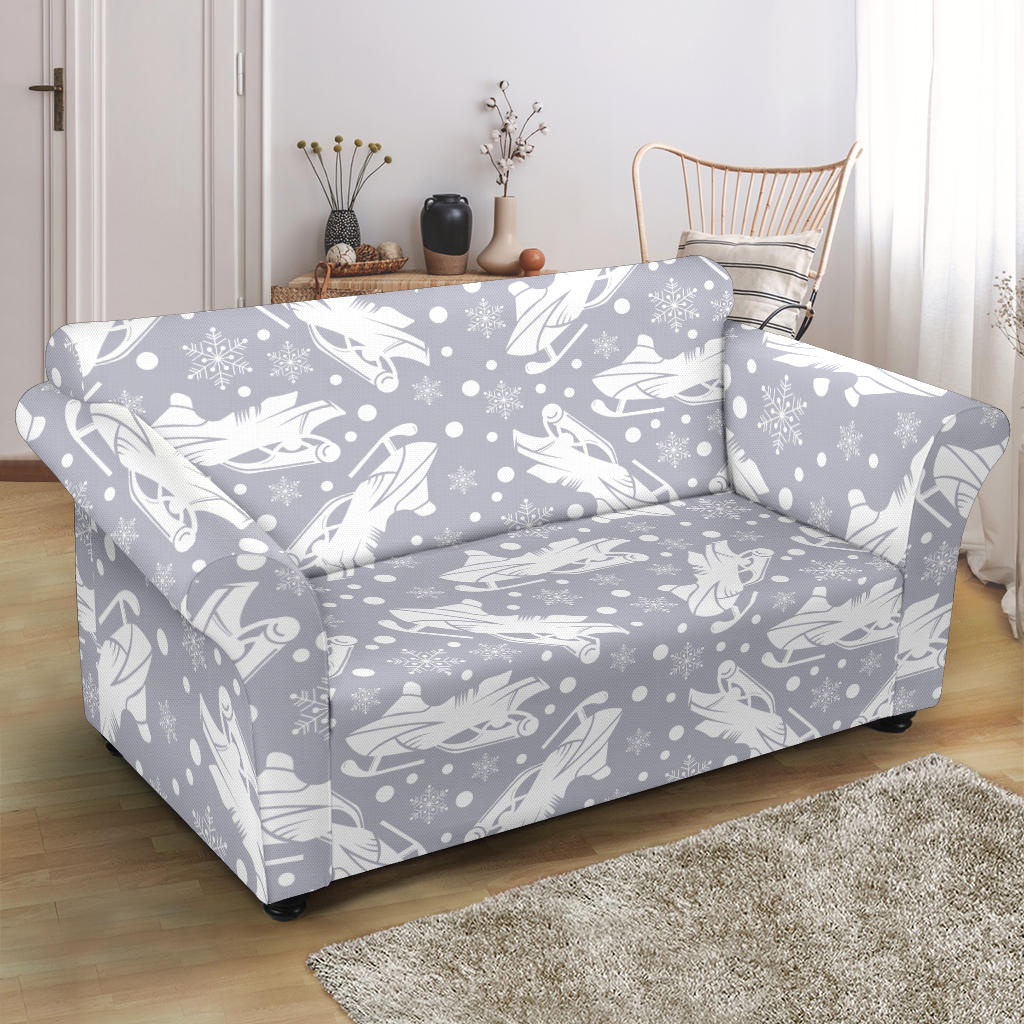 Snowmobile Print Design LKS302 Loveseat Couch Slipcover
