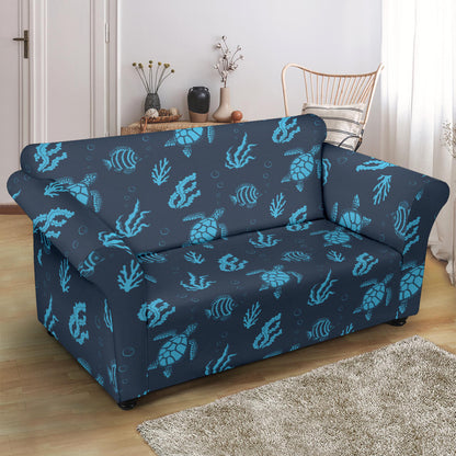 Sea Turtle Print Design LKS307 Loveseat Couch Slipcover