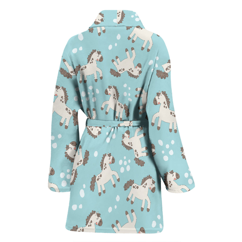 Horse Cute Print Design LKS306 Women Bathrobe