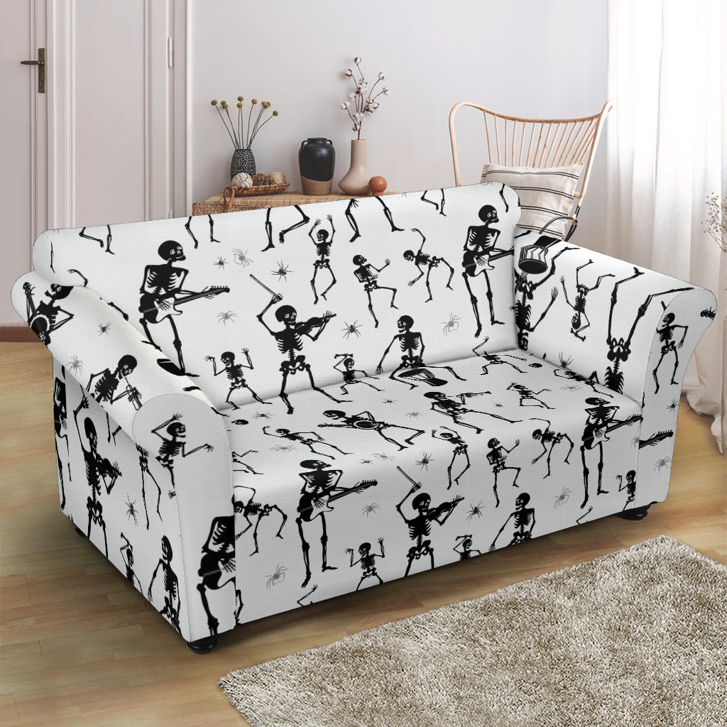 Skeleton Music Player Print Design LKS303 Loveseat Couch Slipcover