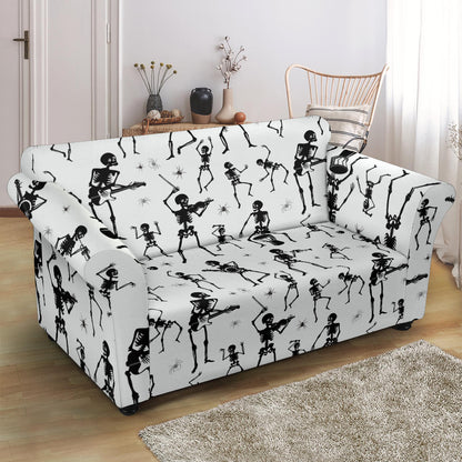 Skeleton Music Player Print Design LKS303 Loveseat Couch Slipcover