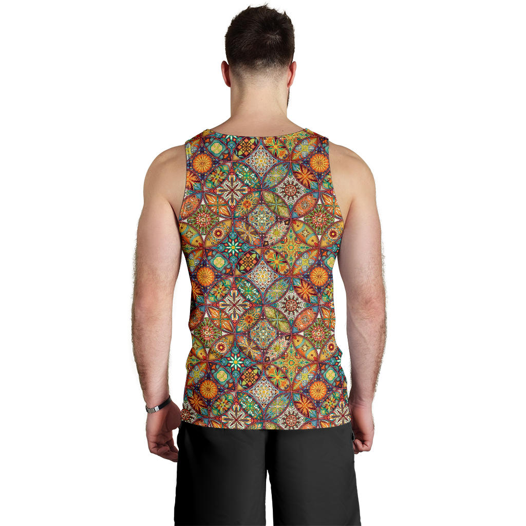 Mandala Flower Themed Design Print Men Tank Top