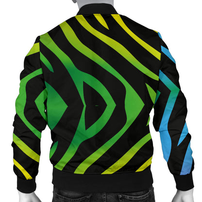 Rainbow Zebra Themed Print Men Bomber Jacket
