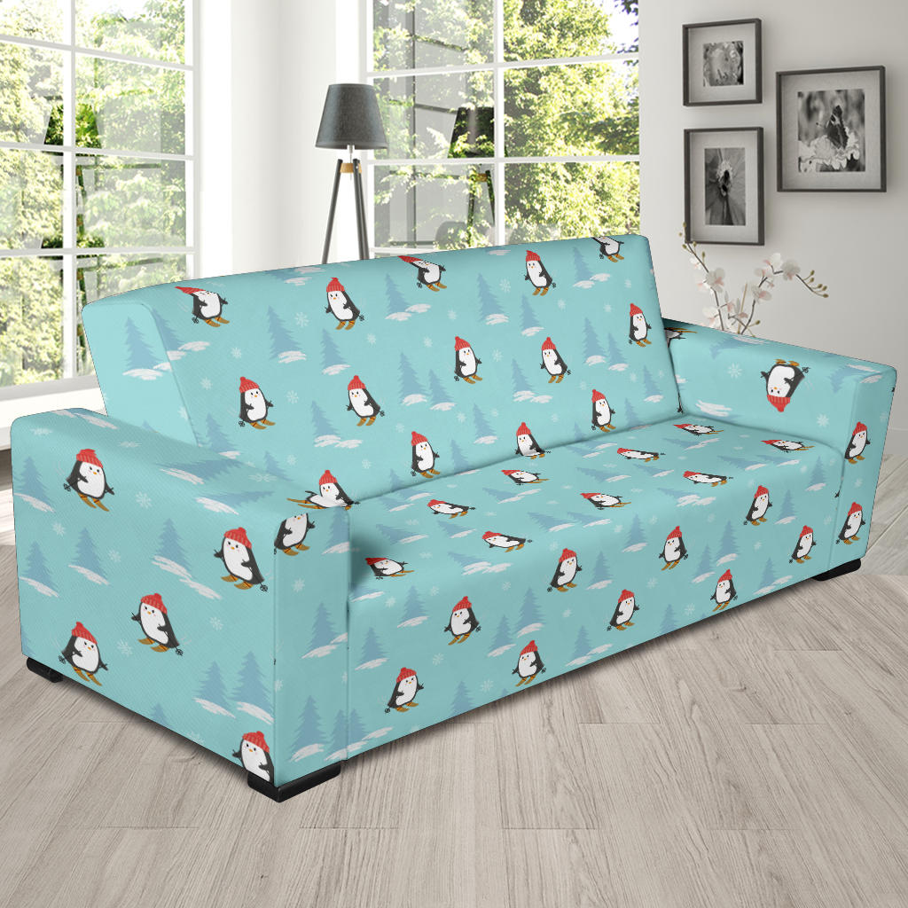 Ski Penguin Print Design LKS304 Sofa Slipcover