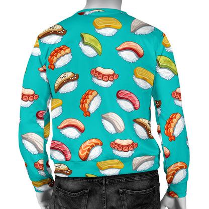 Sushi Themed Print Men Long Sleeve Sweatshirt