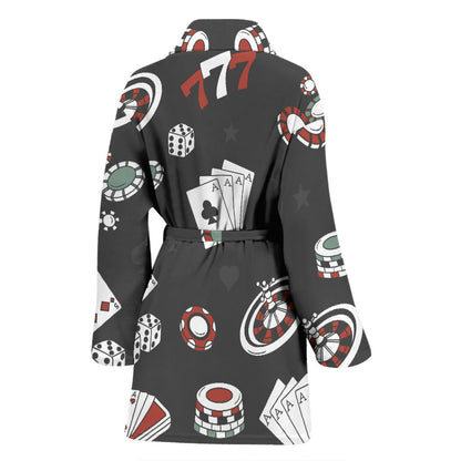 Casino Pattern Print Design 02 Women Bathrobe