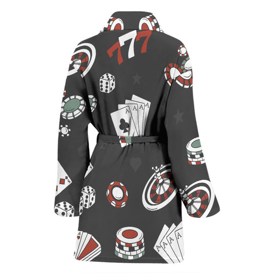 Casino Pattern Print Design 02 Women Bathrobe