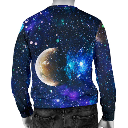 Galaxy Stardust Planet Space Print Men Long Sleeve Sweatshirt