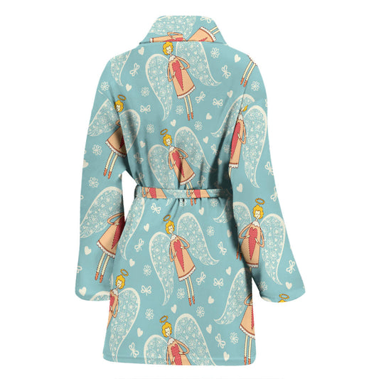 Angel Pattern Print Design 01 Women Bathrobe