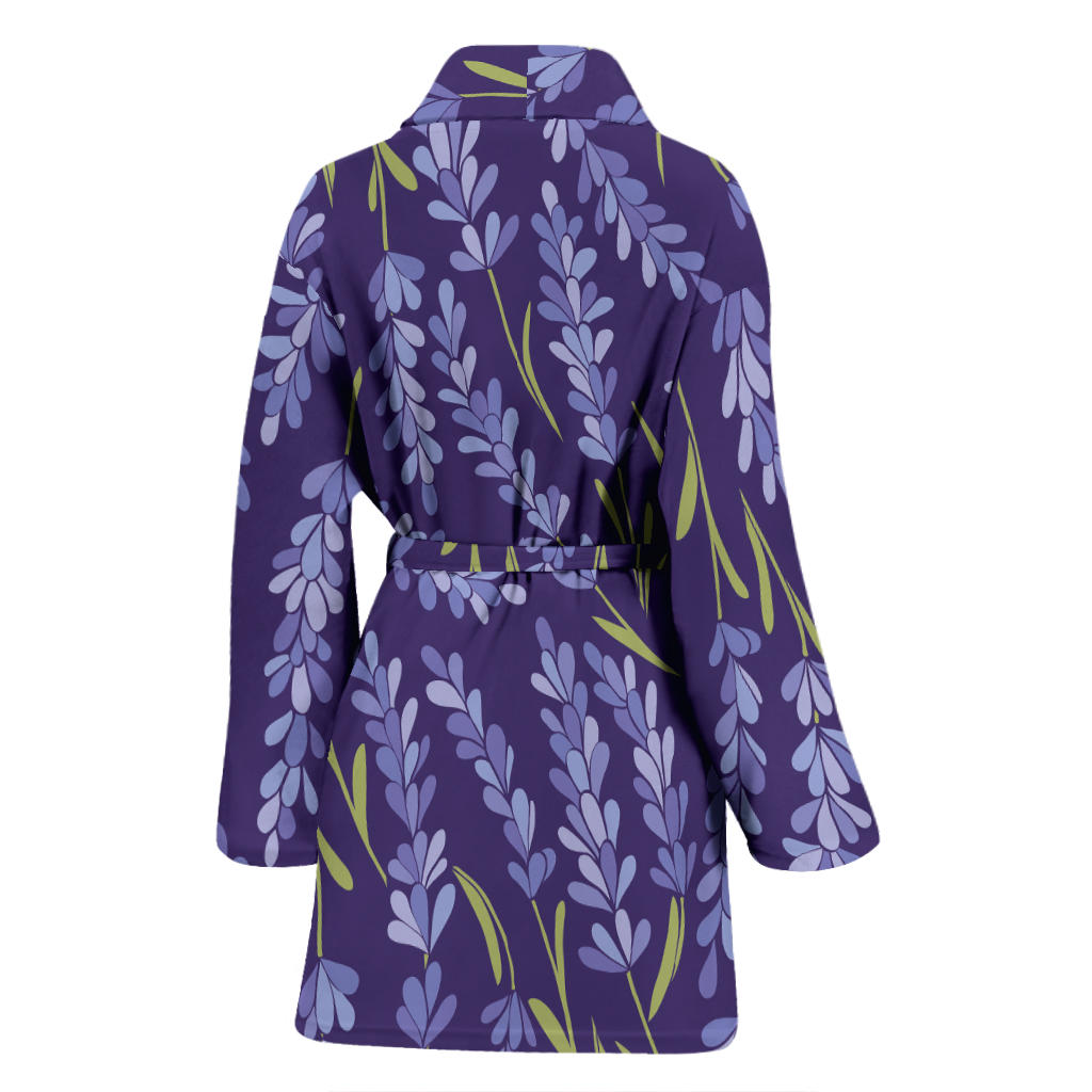 Lavender Pattern Print Design 03 Women Bathrobe