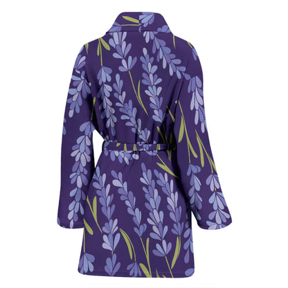 Lavender Pattern Print Design 03 Women Bathrobe