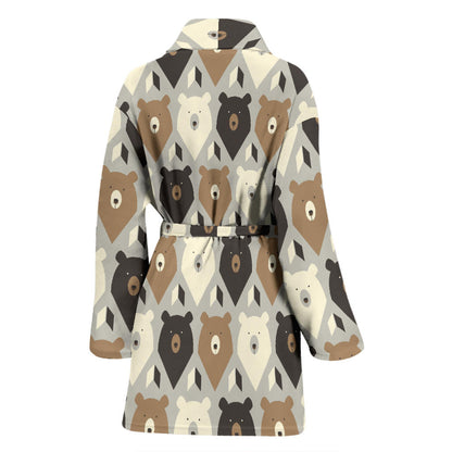 Bear Pattern Print Design 04 Women Bathrobe
