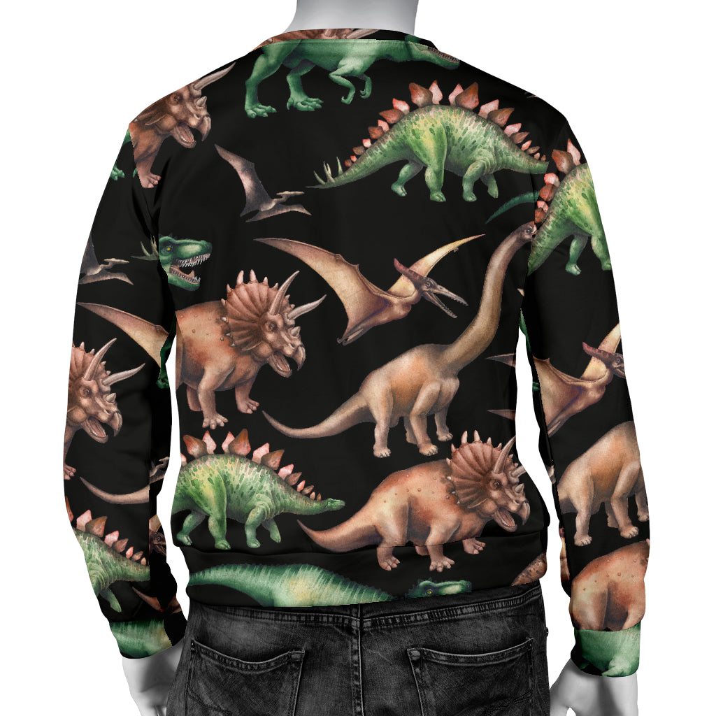 Dinosaur Print Pattern Men Long Sleeve Sweatshirt