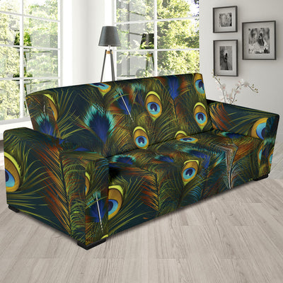 Peacock Feather Pattern Print Design A03 Sofa Slipcover