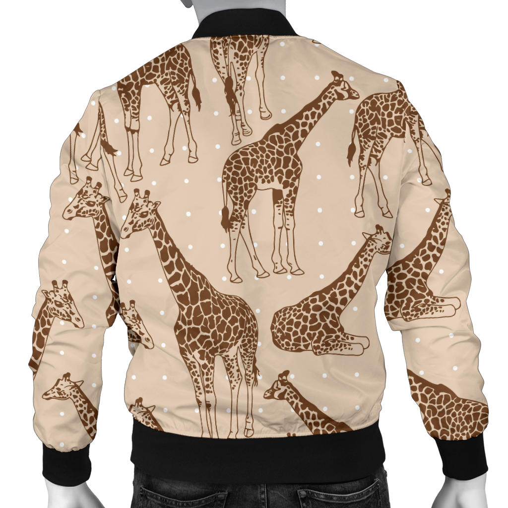 Giraffe Pattern Design Print Men Bomber Jacket