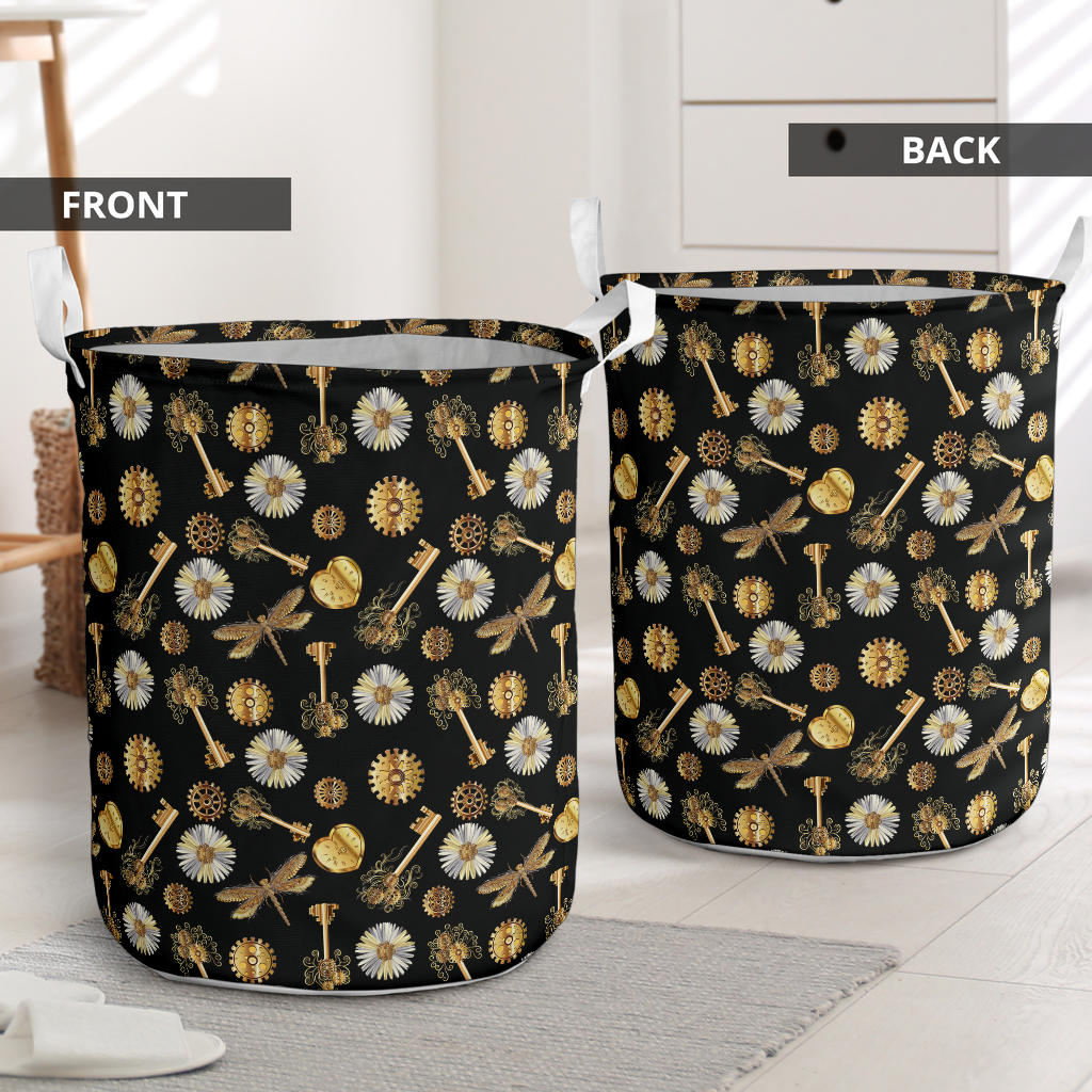 Steampunk Dragonfly Design Themed Print Laundry Basket