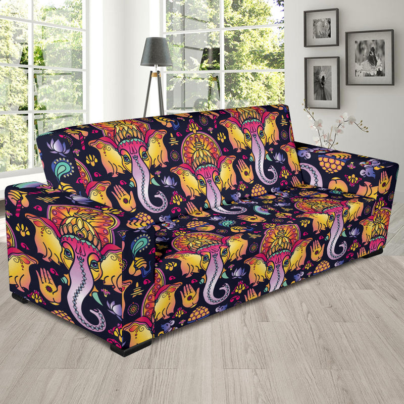 Ganesha Indian Pattern Print Design 03 Sofa Slipcover