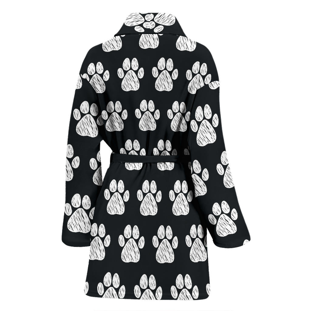 Paw Pattern Print Design A02 Women Bathrobe