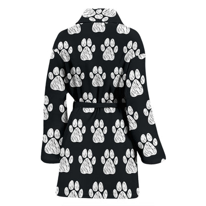 Paw Pattern Print Design A02 Women Bathrobe