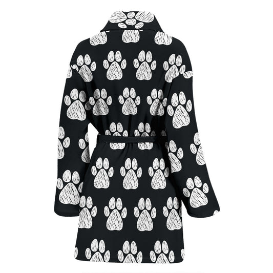 Paw Pattern Print Design A02 Women Bathrobe
