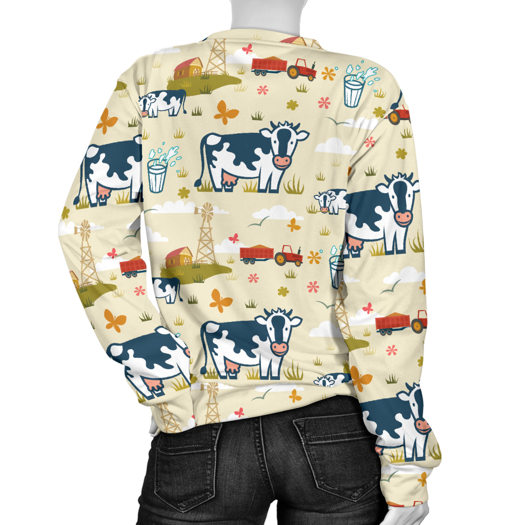 Cow Farm Design Print Women Long Sleeve Sweatshirt
