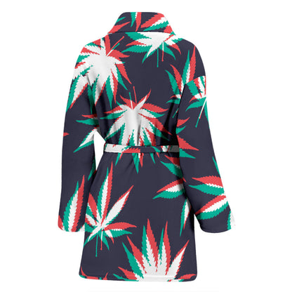 Pot Leaf Pattern Print Design A01 Women Bathrobe