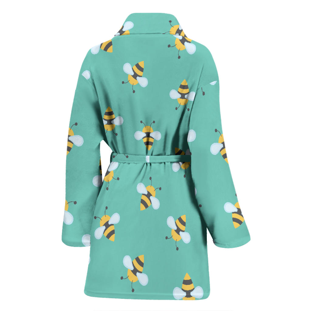Bee Pattern Print Design 01 Women Bathrobe