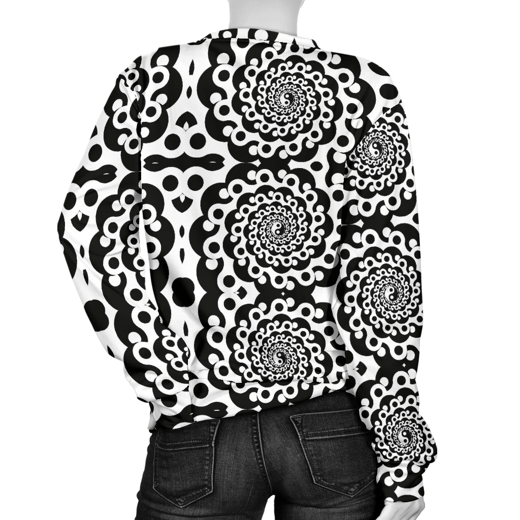 Yin Yang Spiral Design Print Women Long Sleeve Sweatshirt