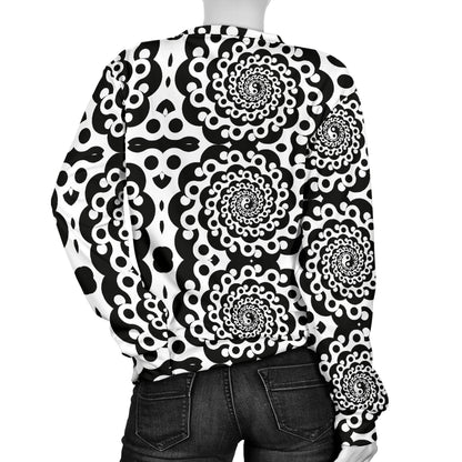 Yin Yang Spiral Design Print Women Long Sleeve Sweatshirt