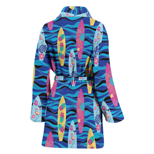 Surfboard Print Design LKS304 Women Bathrobe