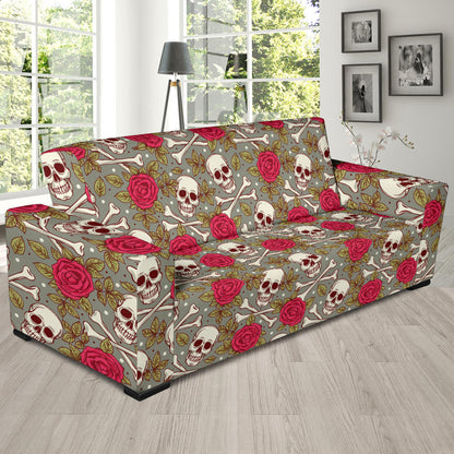 Skull Bone Rose Print Design LKS303 Sofa Slipcover