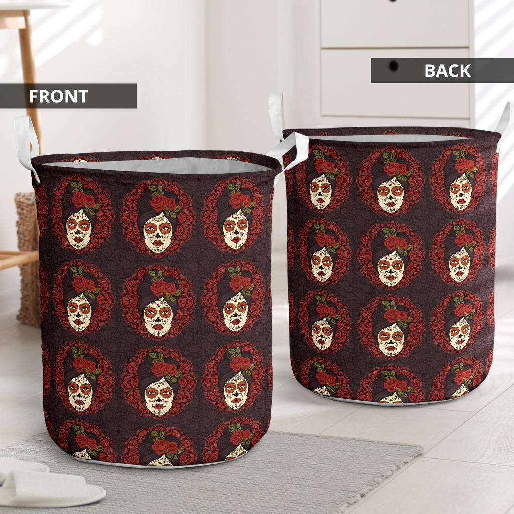 Day of the Dead Mexican Girl Laundry Basket