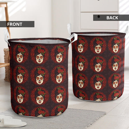 Day of the Dead Mexican Girl Laundry Basket