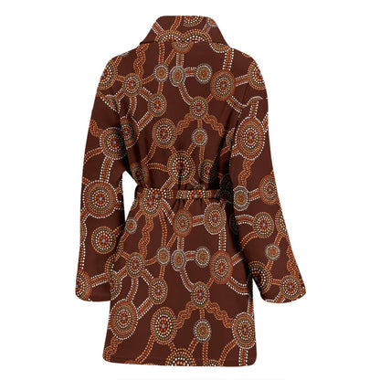 Aboriginal Pattern Print Design 03 Women Bathrobe