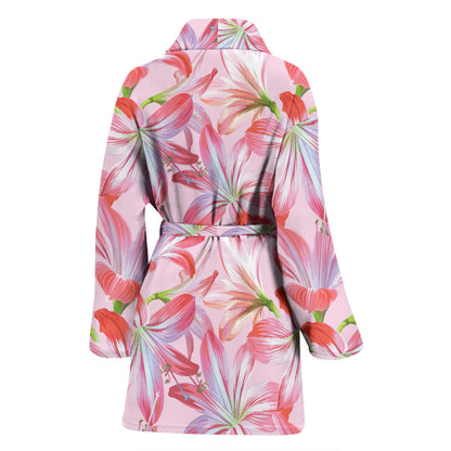 Amaryllis Pattern Print Design 02 Women Bathrobe