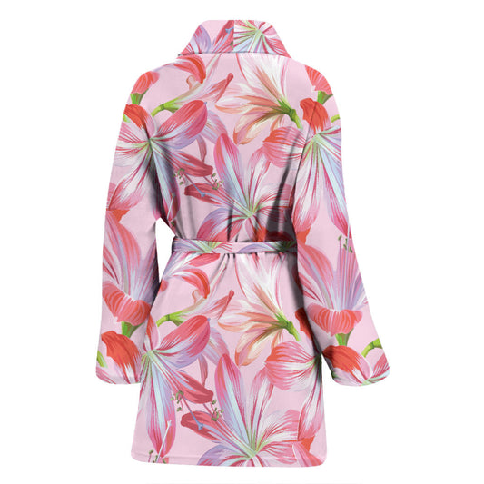Amaryllis Pattern Print Design 02 Women Bathrobe