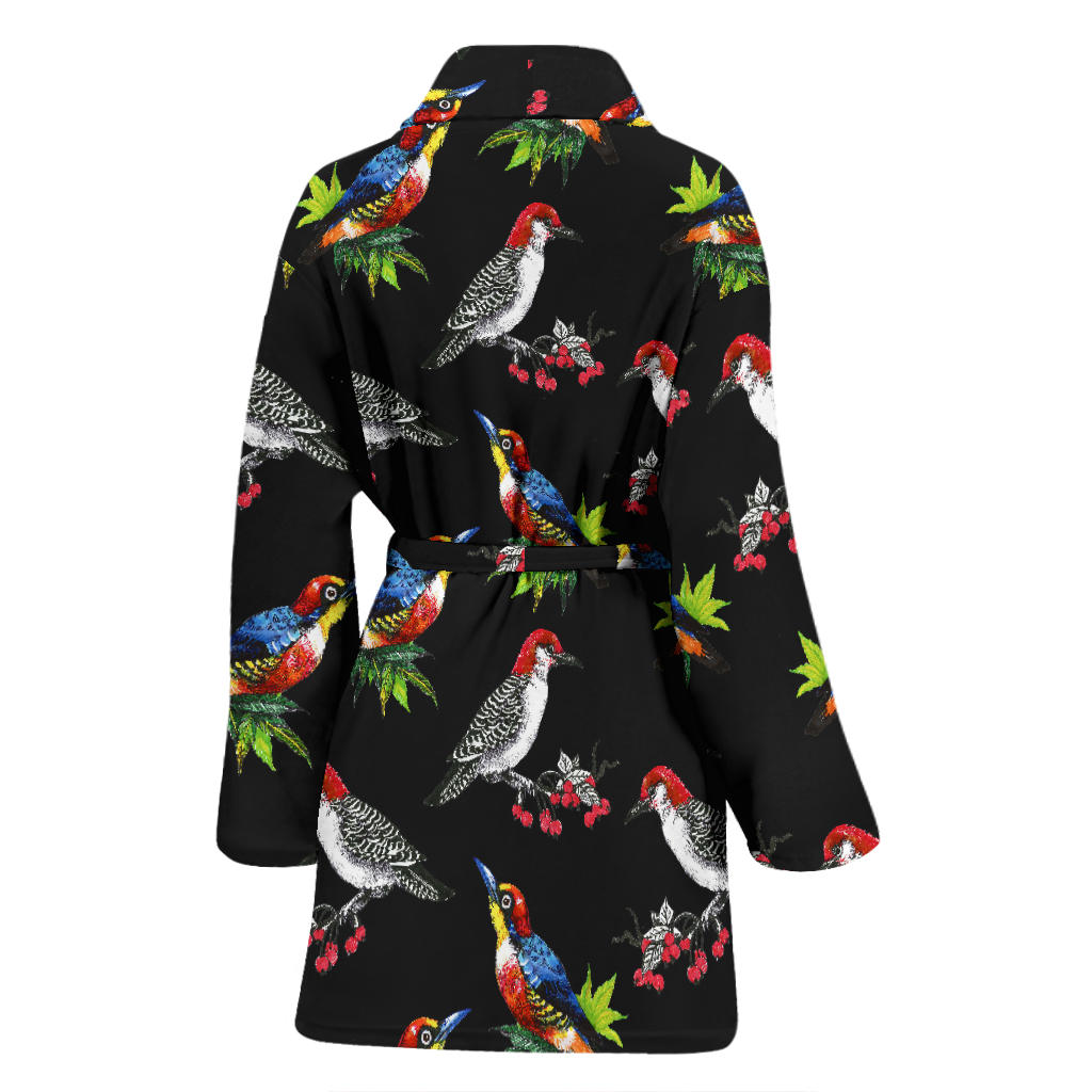 Birds Pattern Print Design 06 Women Bathrobe