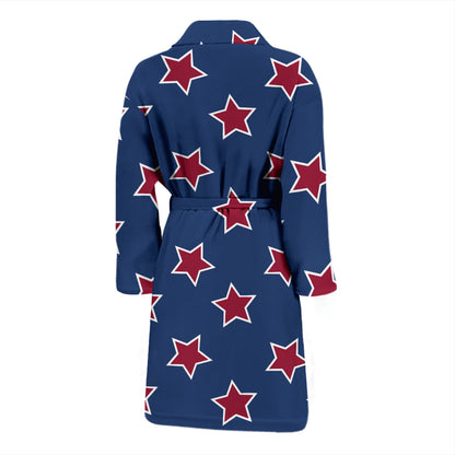 Star Red Blue Print Design LKS301 Men Bathrobe