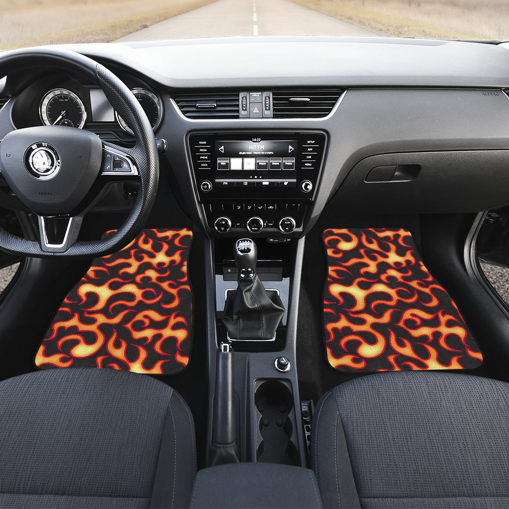 Flame Fire Themed Print Car Floor Mats Front Back