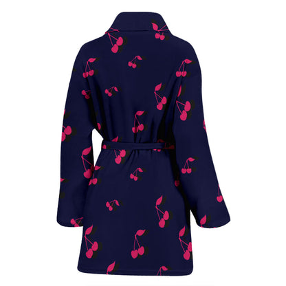Cherry Pattern Print Design 02 Women Bathrobe