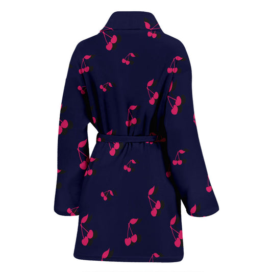 Cherry Pattern Print Design 02 Women Bathrobe